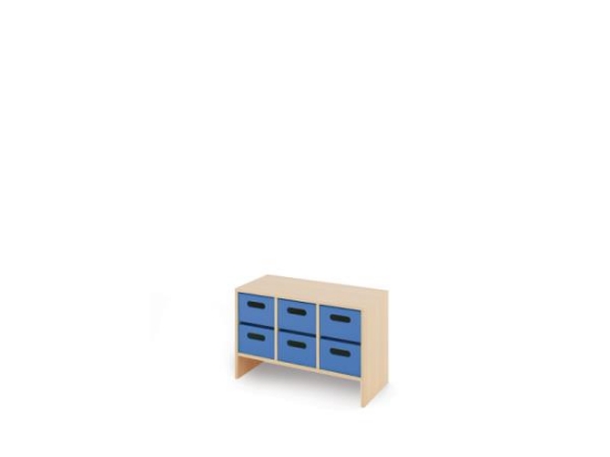 Image de Meuble de rangement S avec bacs en bois profonds - Bleu