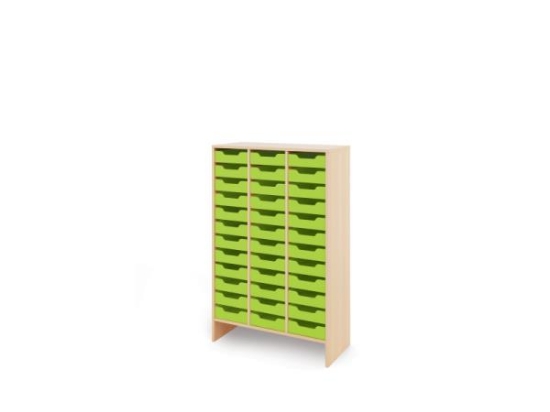 Image de Meuble de rangement XL avec bacs en bois peu profonds - Vert