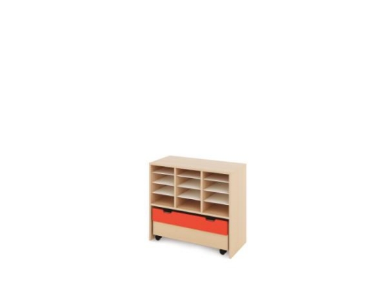 Image de Meuble de rangement M à compartiments avec bac - Rouge