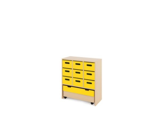 Image de Meuble de rangement L avec bacs en bois profonds + bac - Jaune