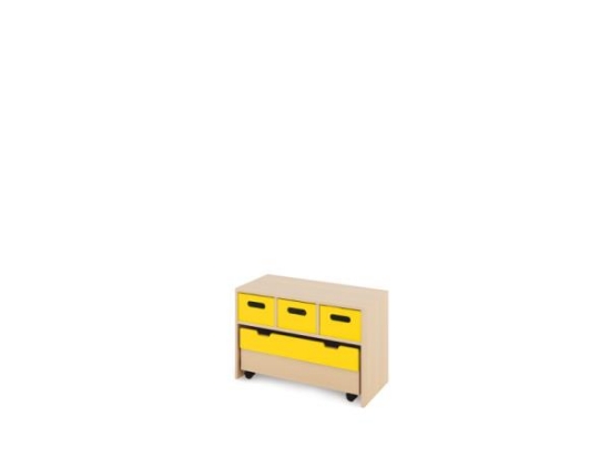 Image de Meuble de rangement S avec bacs en bois profonds + bac - Jaune