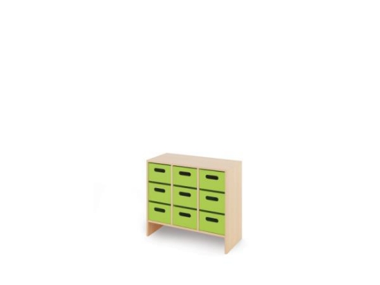 Image de Meuble de rangement M avec bacs en bois profonds - Vert