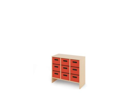 Image de Meuble de rangement M avec bacs profonds en MDF - Rouge