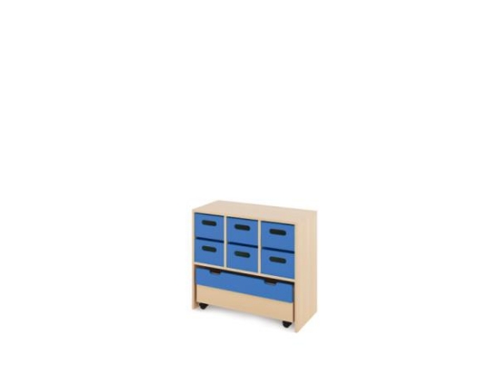 Image de Meuble de rangement M avec bacs en MDF profonds + conteneur - Bleu