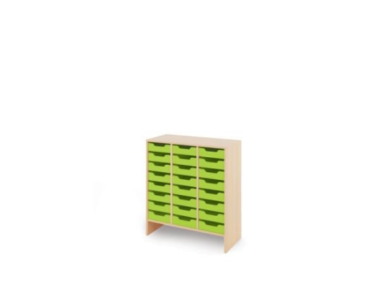 Image de Meuble de rangement L avec bacs en MDF peu profonds - Vert