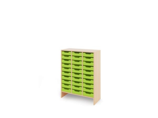 Image de Meuble de rangement X avec bacs en bois peu profonds - vert