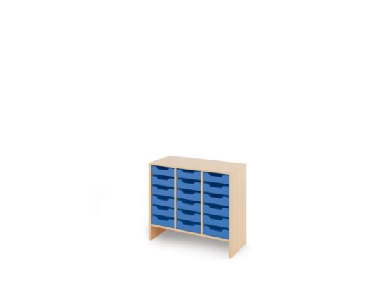 Image de Meuble de rangement M avec bacs en MDF peu profonds - bleu