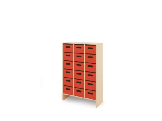 Image de Meuble de rangement XL avec bacs en bois profonds - Rouge