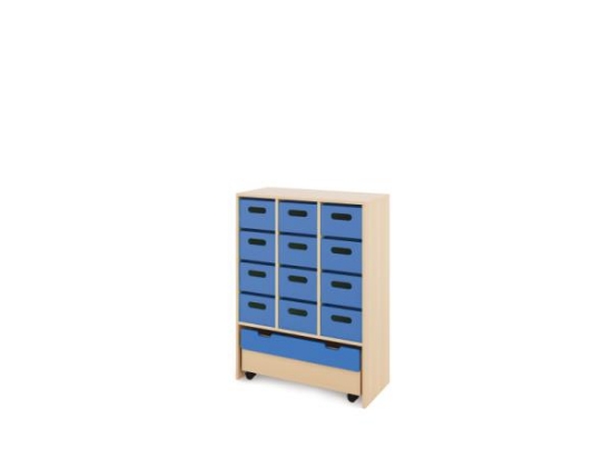 Image de Meuble de rangement X avec bacs profonds en bois + bac - Bleu