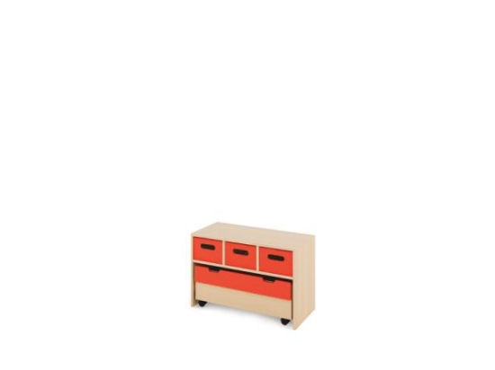 Image de Meuble de rangement S avec bacs en MDF profonds + bac - Rouge
