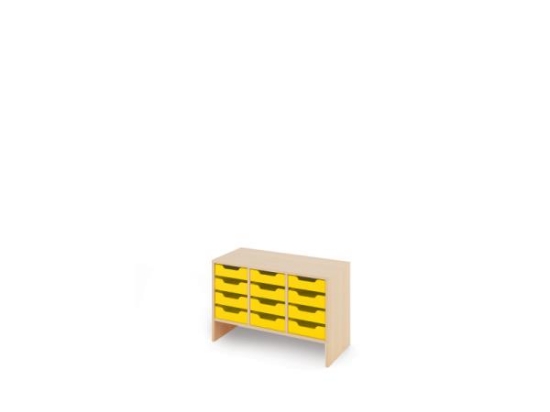 Image de Meuble de rangement S avec bacs en MDF peu profonds - jaune
