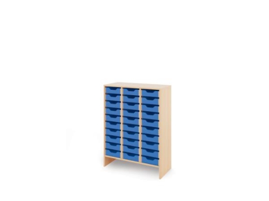 Image de Meuble de rangement X avec bacs en bois peu profonds - Bleu