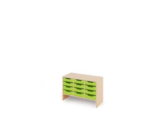 Image de Meuble de rangement S avec bacs en MDF peu profonds - Vert