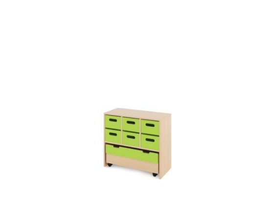 Image de Meuble de rangement M avec bacs en bois profonds + bac - Vert