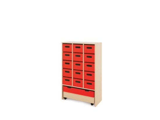 Image de Meuble de rangement XL avec bacs en MDF profonds + bac - Rouge