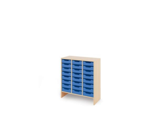 Image de Meuble de rangement L avec bacs en MDF peu profonds - Bleu