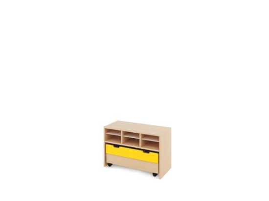 Image de Meuble de rangement S avec compartiments et conteneur - Jaune