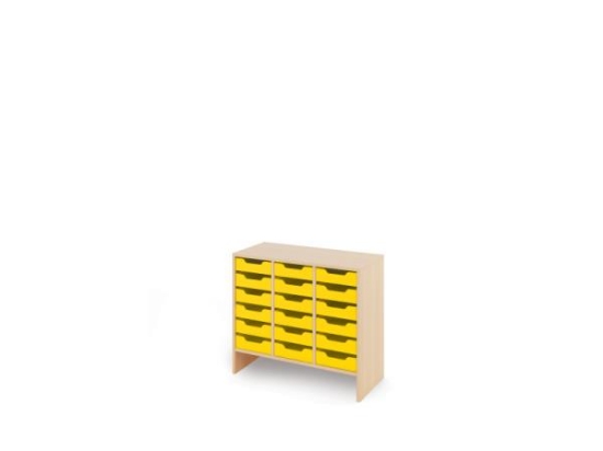 Image de Meuble de rangement M avec bacs peu profonds en bois - Jaune