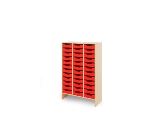 Image de Meuble de rangement XL avec bacs en MDF peu profonds - Rouge