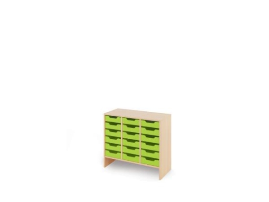 Image de Meuble de rangement M avec bacs en MDF peu profonds - Vert