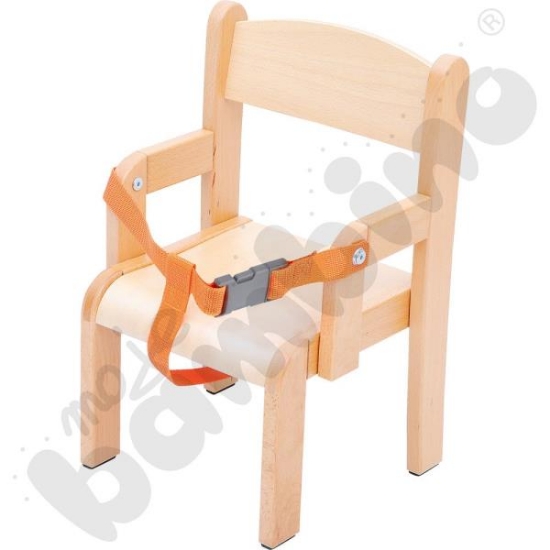 Image de Chaise en bois avec accoudoirs + ceinture sécurité H 21 cm