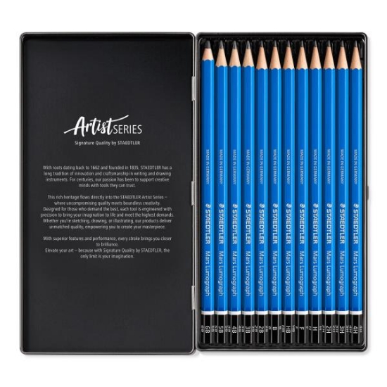 Image de Crayons graphite Mars Lumograph, boîte de 12