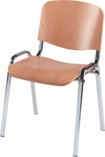 Image de Chaise empilable en hêtre naturel avec piètement chromé