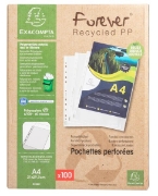 Image de Pochettes perforées 11 trous A4 recyclées, lot de 100