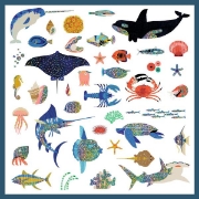 Image de Gommettes thématiques métallisées – océan, pochette de 160