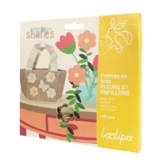 Image de Formes en bois fleurs et papillons, lot de 100