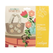 Image de Formes en bois fleurs et papillons, lot de 100