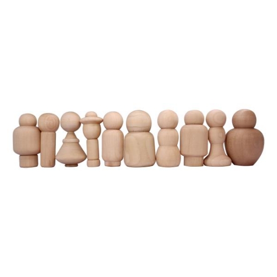 Image de Figurines en bois, lot de 10