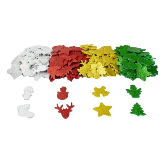 Image de Gommettes en néoprène pailletées, Noël