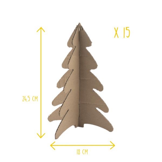 Image de Sapins de Noël en carton kraft, lot de 15
