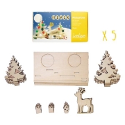 Image de Photophores en bois - Hiver, lot de 5