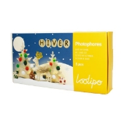 Image de Photophores en bois - Hiver, lot de 5