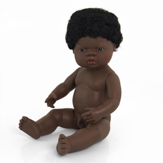 Image de Poupée garçon africaine avec cheveux, 38 cm