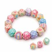 Image de Perles géométriques en bois, 16 mm, lot de 50