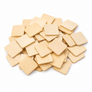 Image de Petites plaquettes carrées en bois naturel, 25 mm, lot de 100