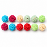 Image de Boules en bois au crochet avec trou, lot de 12