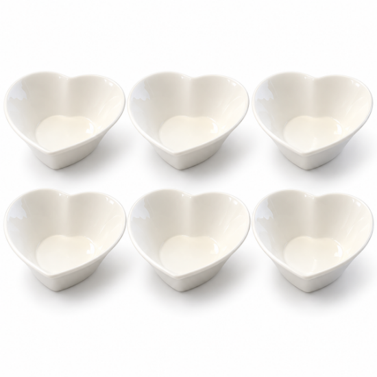 Image de Coupelles coeur en porcelaine, lot de 6