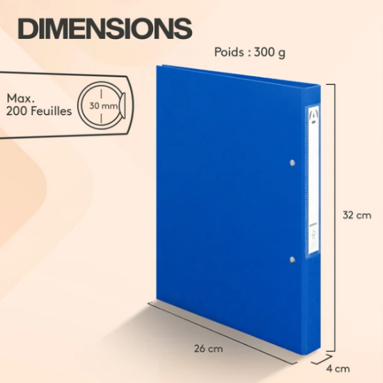 Image de Classeur plastique A4 à 2 anneaux bleu
